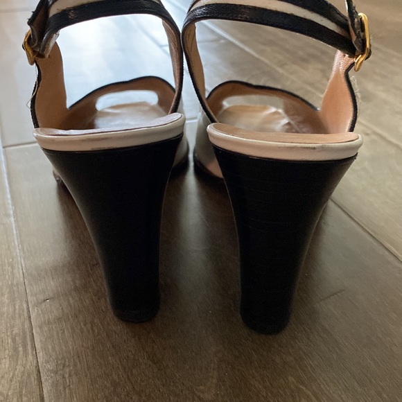 Bruno Magli Vintage Black and White Slingback Heels Size 8.5 - Picture 4 of 7